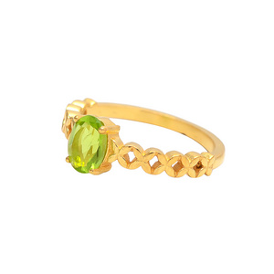 Peridot Hydro Sterling Silver Handmade Stackable Gemstone Gold Plated Rings