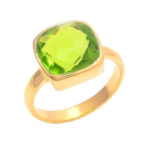 Peridot Hydro Gemstone Gold Plated Beautiful Handmade Rings