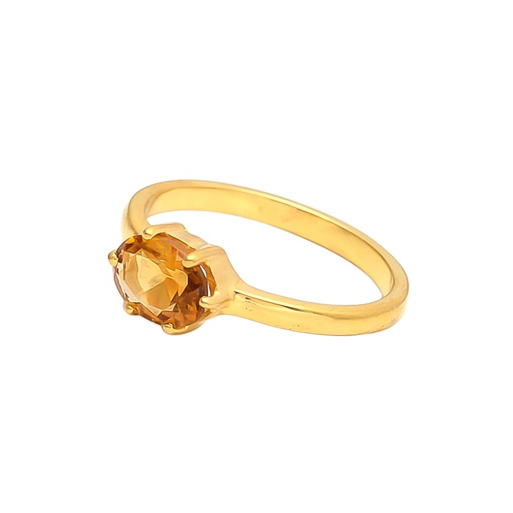 Citrine Hydro Design Gemstone Gold Plated Handmade Minimal Attractive Rings