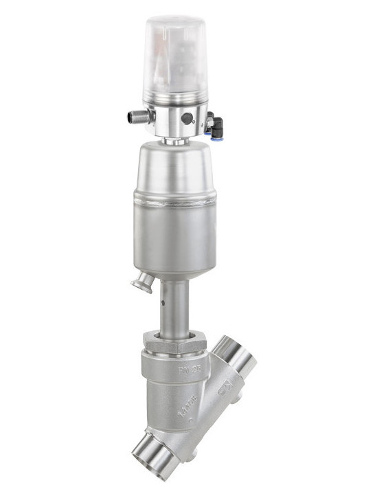 The 2/2-way angle seat globe valve - low maintenance stainless steel piston actuator - pneumatically operated