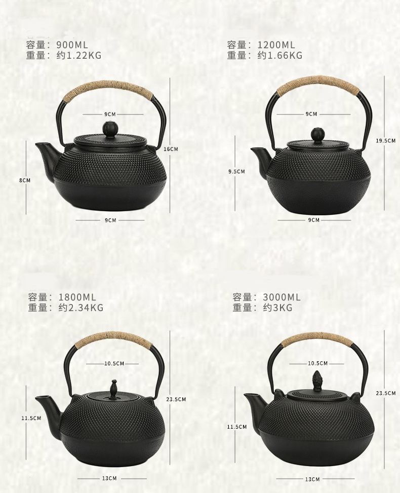 Traditional Handmade Cast Iron Tea Pots Sugar Kettle Bright Enamel Inner Wall Water Kettles