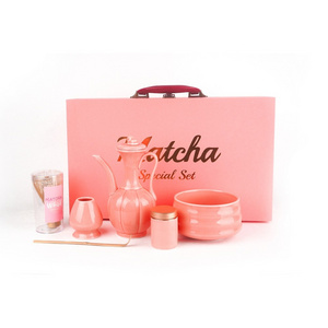 New Design Chinese Traditional Pink Color Matcha Set Luxury Portable Tea Pot Set