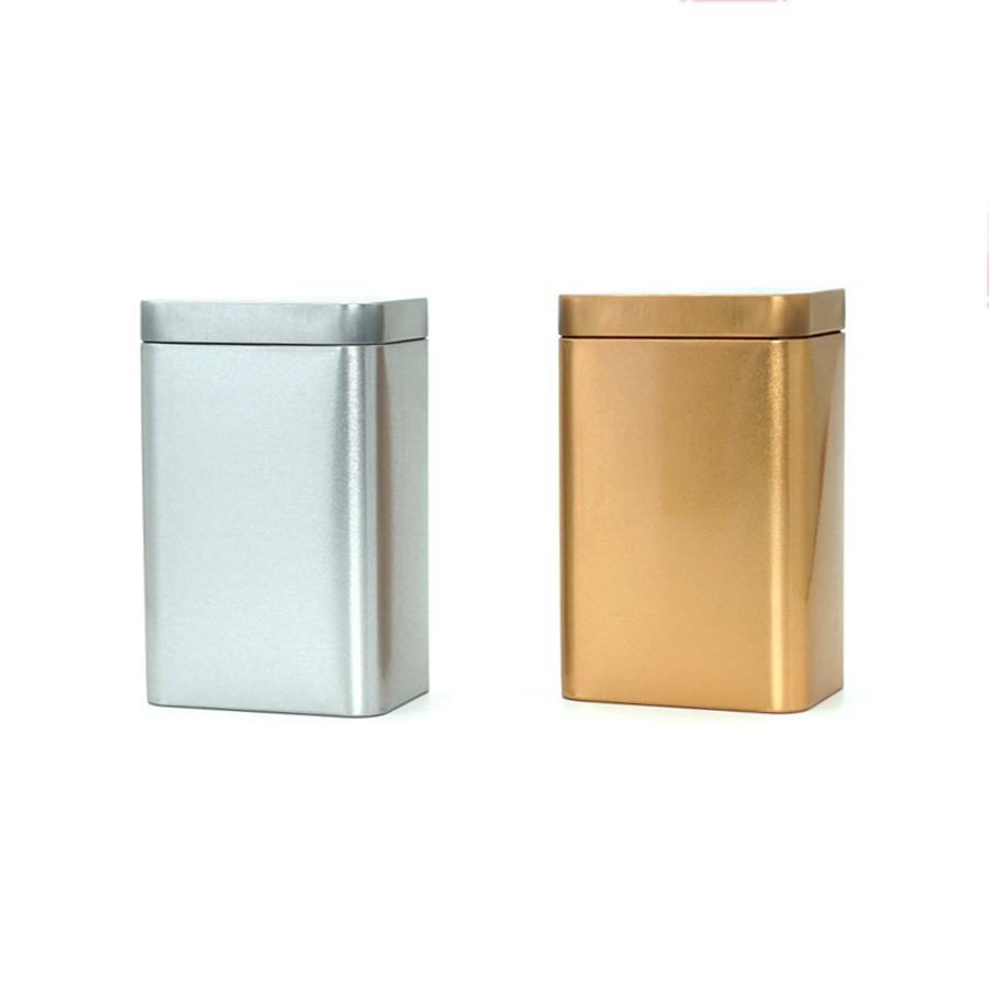 Food Grade Square Tin Cans Matte Metal Packaging Coffee Can Loose Leaf Tea Box Rectangular Tin Can