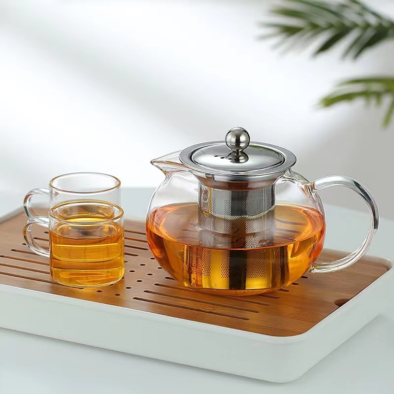 Wholesale 500ml Vintage Shape High Borosilicate Loose Leaf Glass Tea Pot Kettle