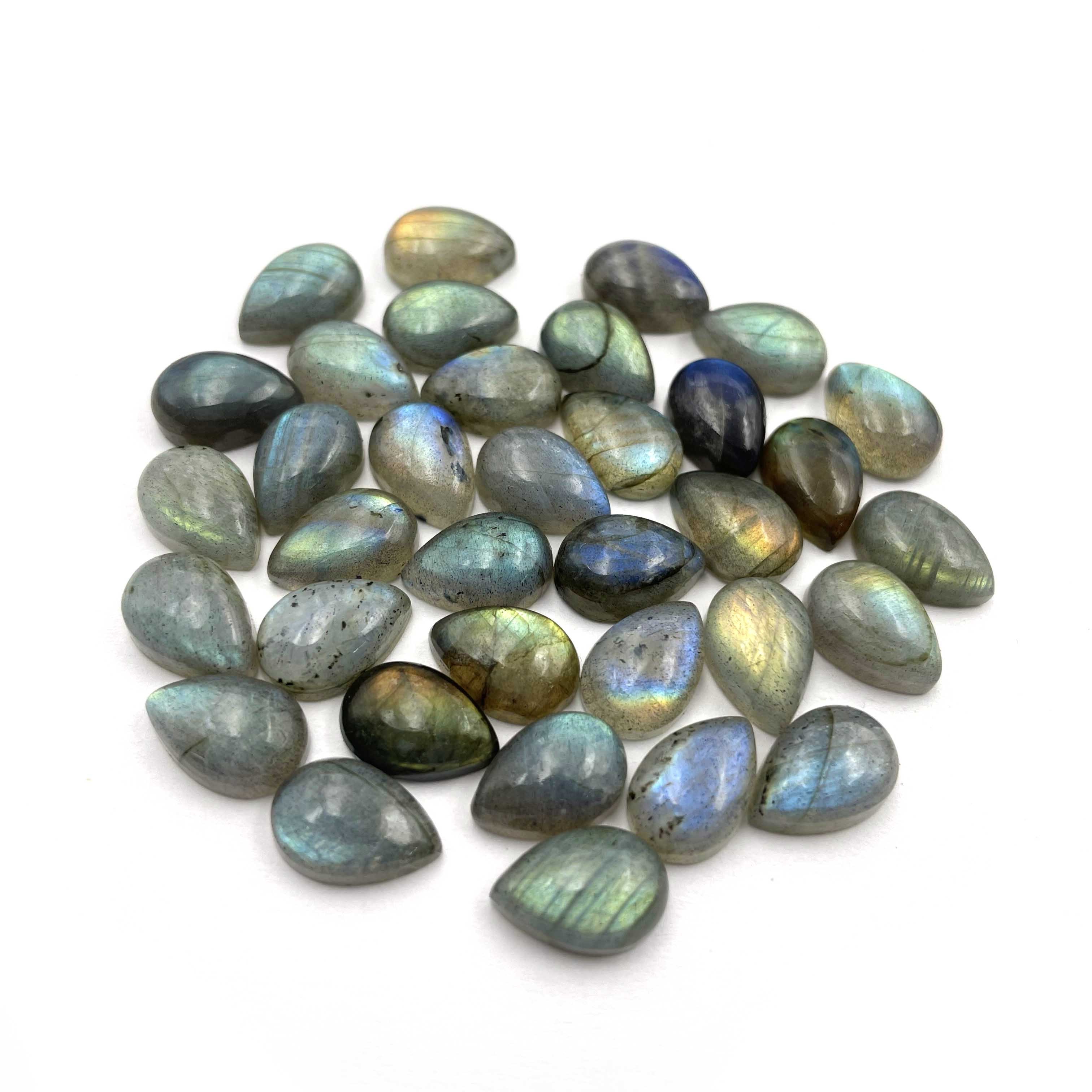 Natural Labradorite Pear Cabs Multi Fire Loose Gemstone Lot 10 Pcs 10x15 MM 50 CT High Quality Stone