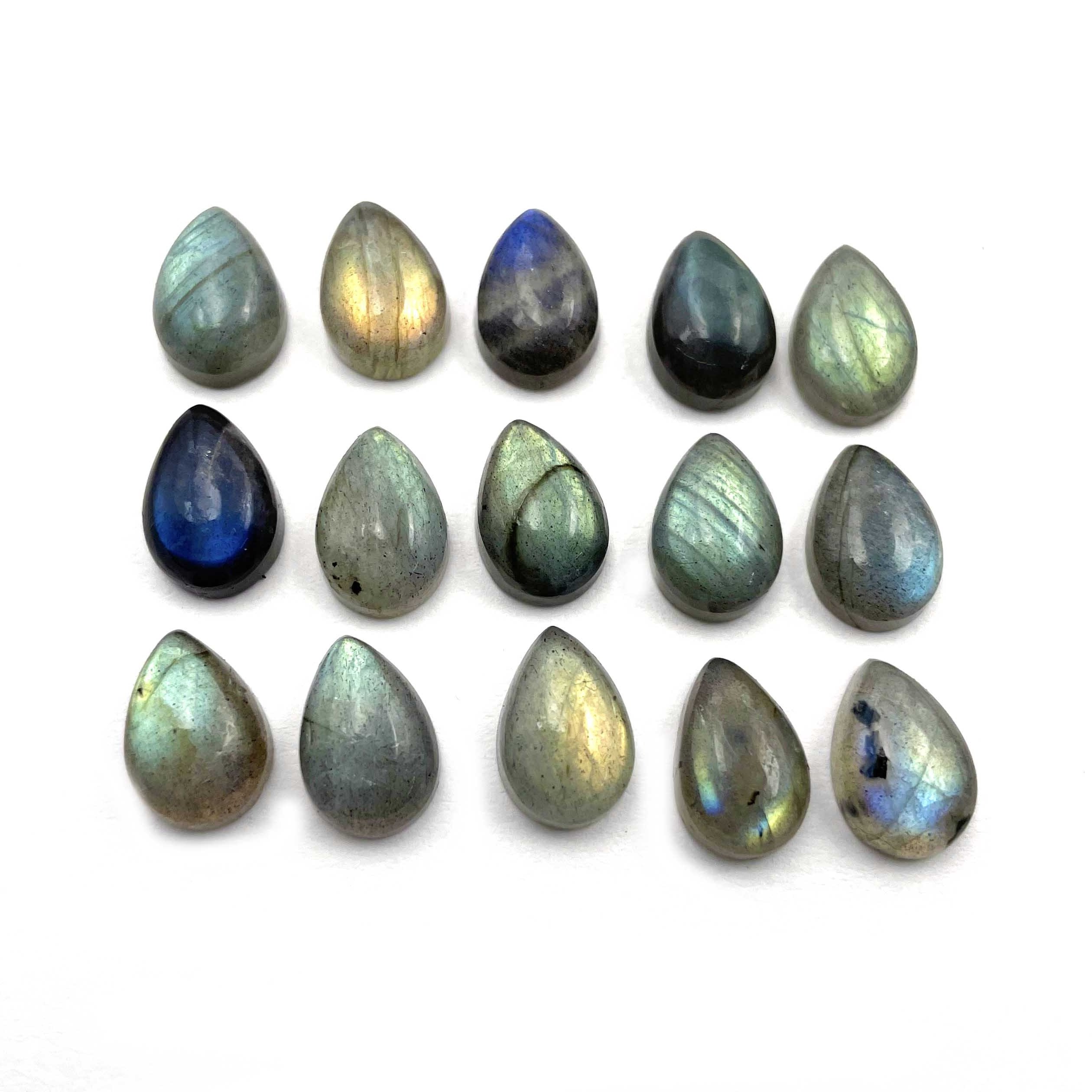 Natural Labradorite Pear Cabs Multi Fire Loose Gemstone Lot 10 Pcs 10x15 MM 50 CT High Quality Stone