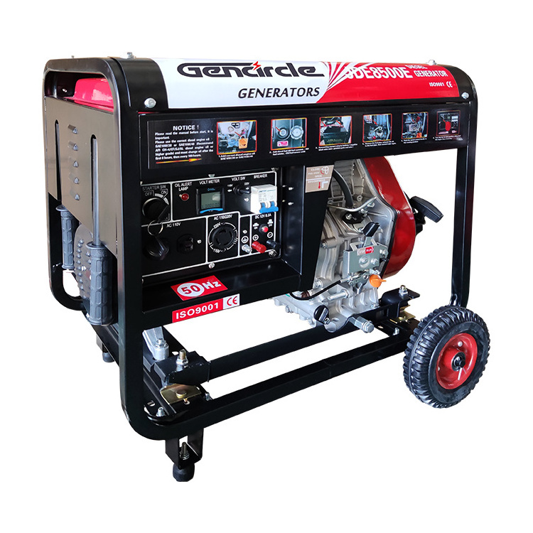 Home Used Generator Mini Generator Diesel Generator 5KW 5000W 5KVA Genset with Small Wheels/