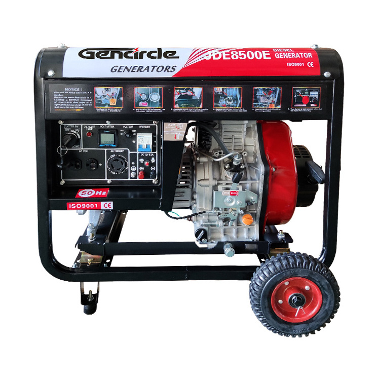 Home Used Generator Mini Generator Diesel Generator 5KW 5000W 5KVA Genset with Small Wheels/