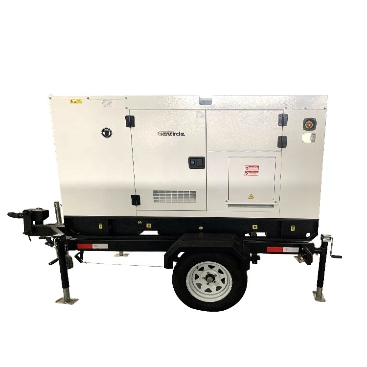 Movable Diesel Generator with Soundproof Canopy 50kw 80kw 120kw Trailer Type Genset with ATS