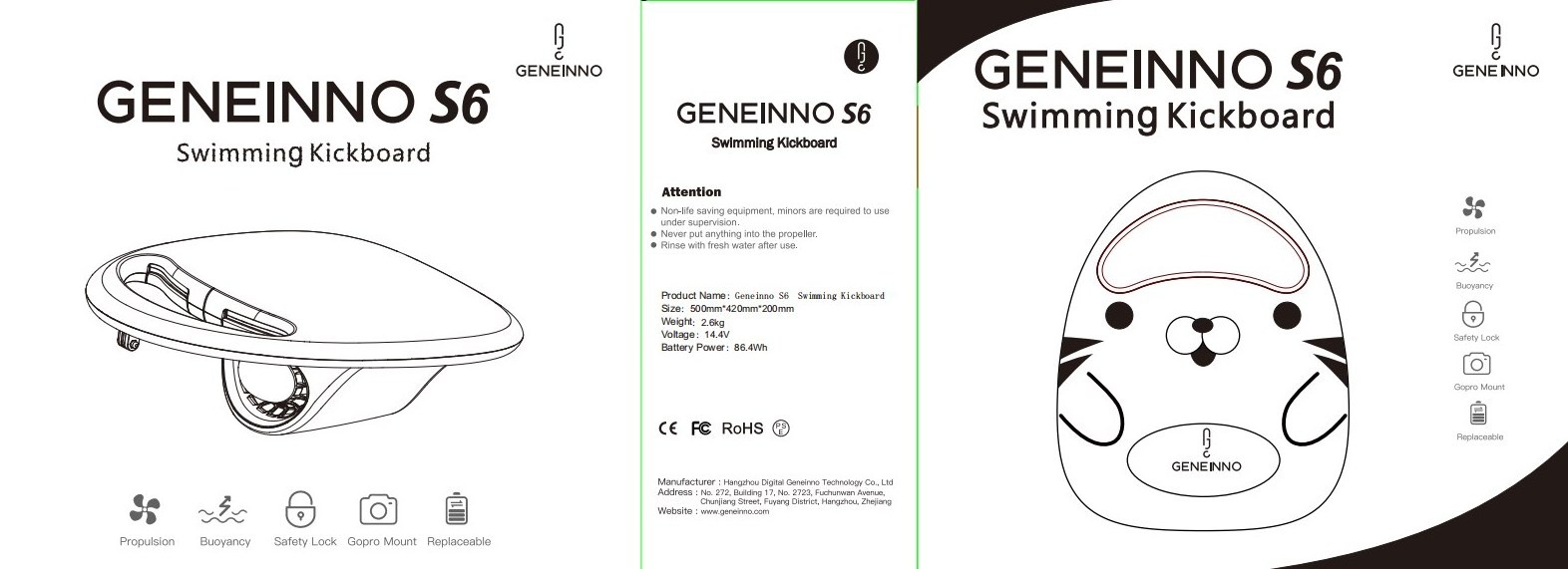 Geneinno OEM ODM 2024 New Item Electric Underwater Mini Pool Scooter Swimming Kickboard For Kids