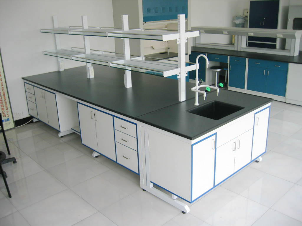 High Density Steel Lab Furniture Wall Bench Island Table Biology Physics Pathology Lab Work Table