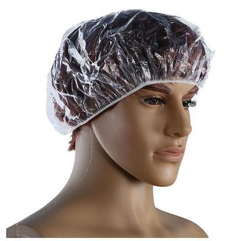 Cheap Waterproof Elastic Clear Bathing Cap Salon Hotel Travel Disposable Plastic PE Shower Cap