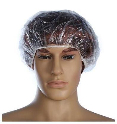 Cheap Waterproof Elastic Clear Bathing Cap Salon Hotel Travel Disposable Plastic PE Shower Cap