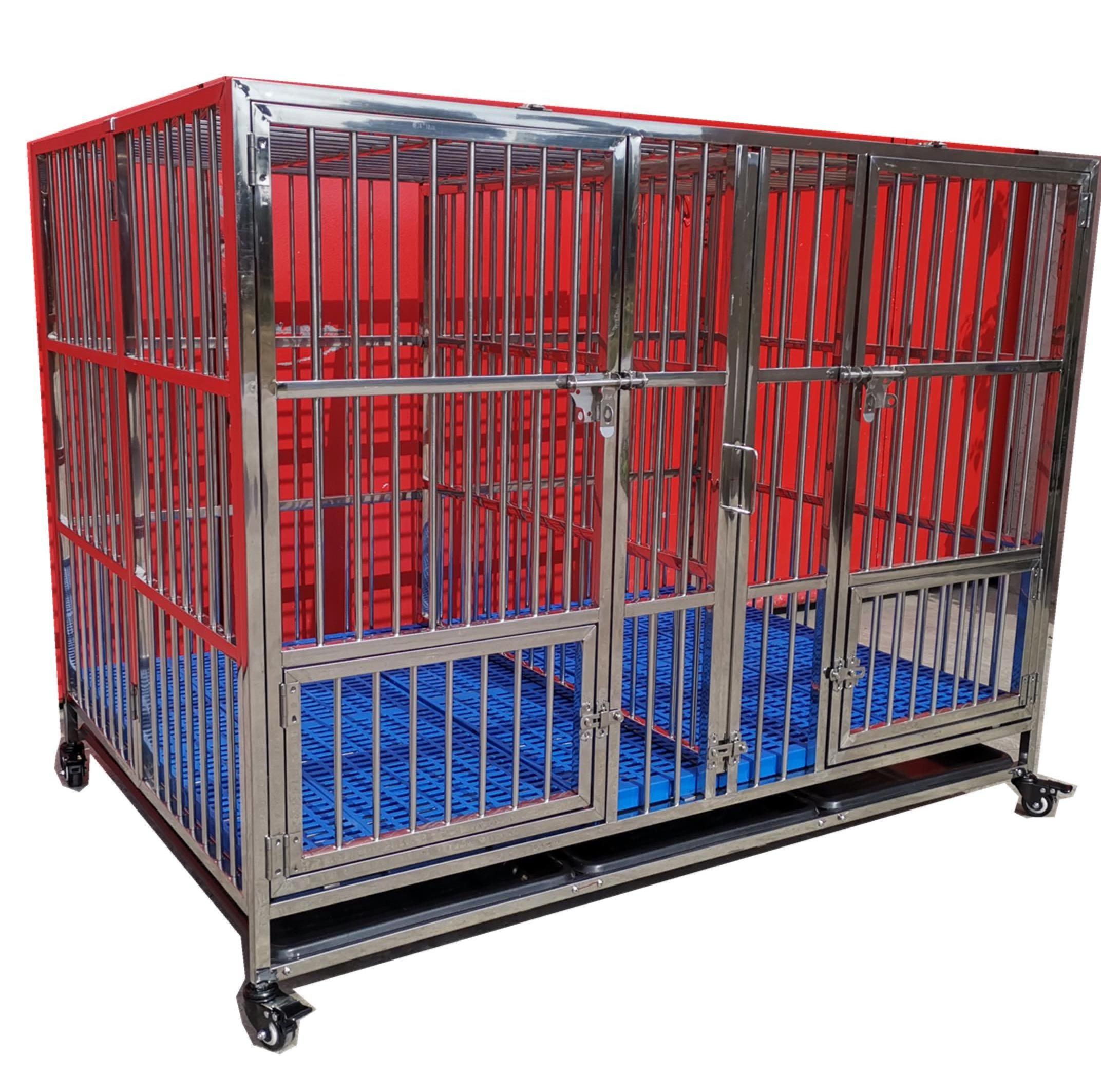 Kennel cage foldable big dog outdoor sturdy stainless steel enclosed metal wire folding crate pet