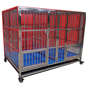 Kennel cage foldable big dog outdoor sturdy stainless steel enclosed metal wire folding crate pet