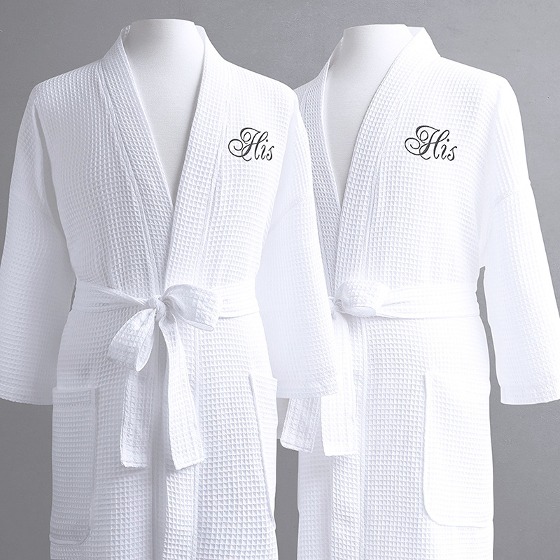 Custom 5 Star Hotel Luxury 100% Cotton Waffle Bathrobe with Embroidered Logo