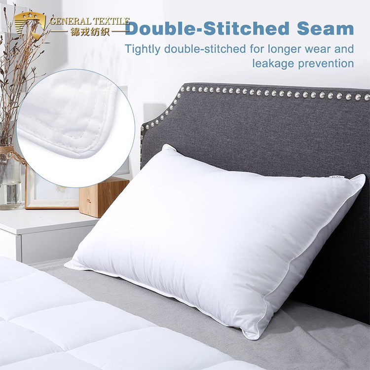 Wholesale 100% cotton down proof fabric pillow polyester filler Hotel Collection Bed Pillows for Sleeping