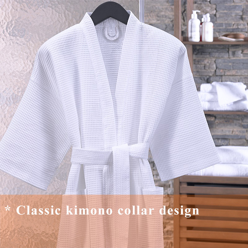 Custom 5 Star Hotel Luxury 100% Cotton Waffle Bathrobe with Embroidered Logo