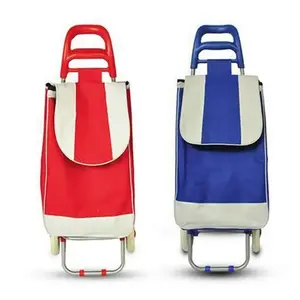 Hot selling folding  600D polyester supermarket store shopping bag shopping trolley cart