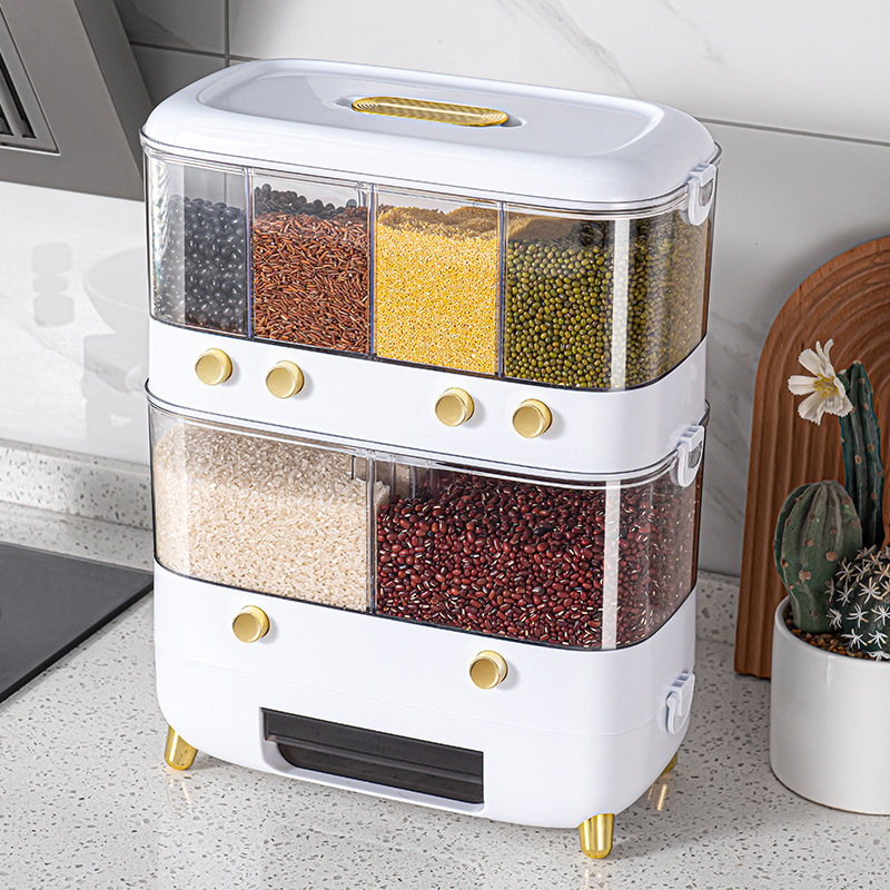 Six grain bucket household kitchen multi-grain bucket insect proof storage box transparent rice storage box