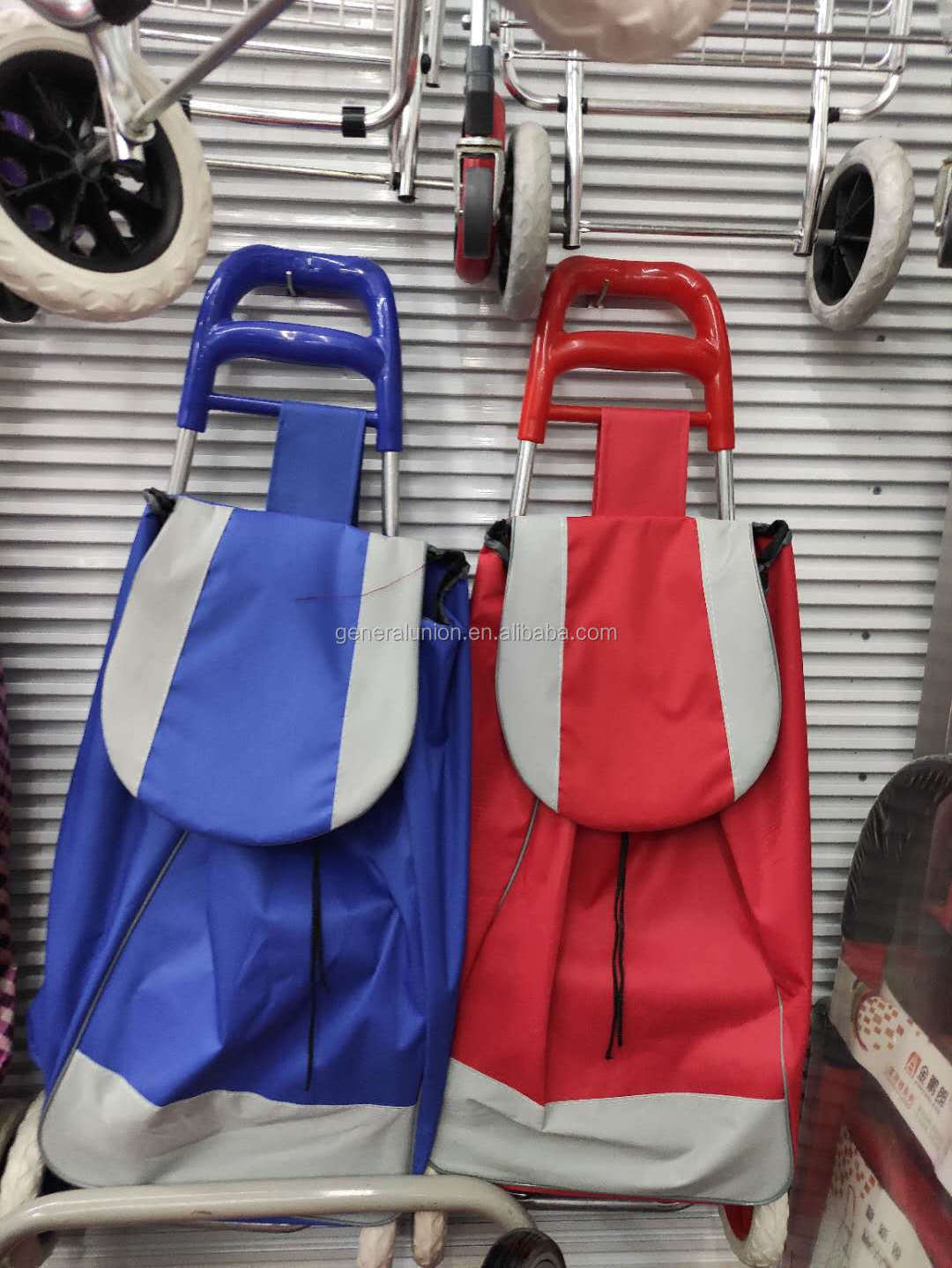 Hot selling folding  600D polyester supermarket store shopping bag shopping trolley cart