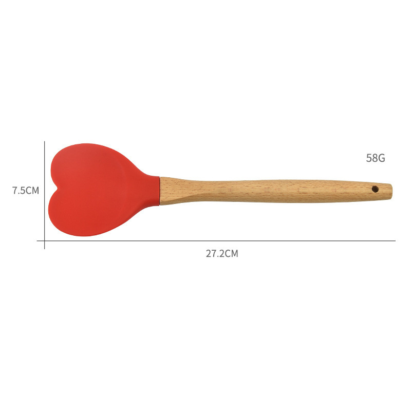 Silicone Heart Shape - Rubber Kitchen Spatulas for Baking, Cooking, & Mixing Heat-Resistant BPA Free  Spatula Set