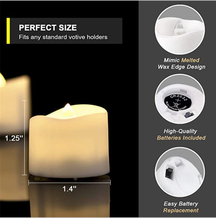 Realistic and Bright Flickering Bulb Battery Operated Flameless LED Tea Light for Seasonal & Festival Celebration