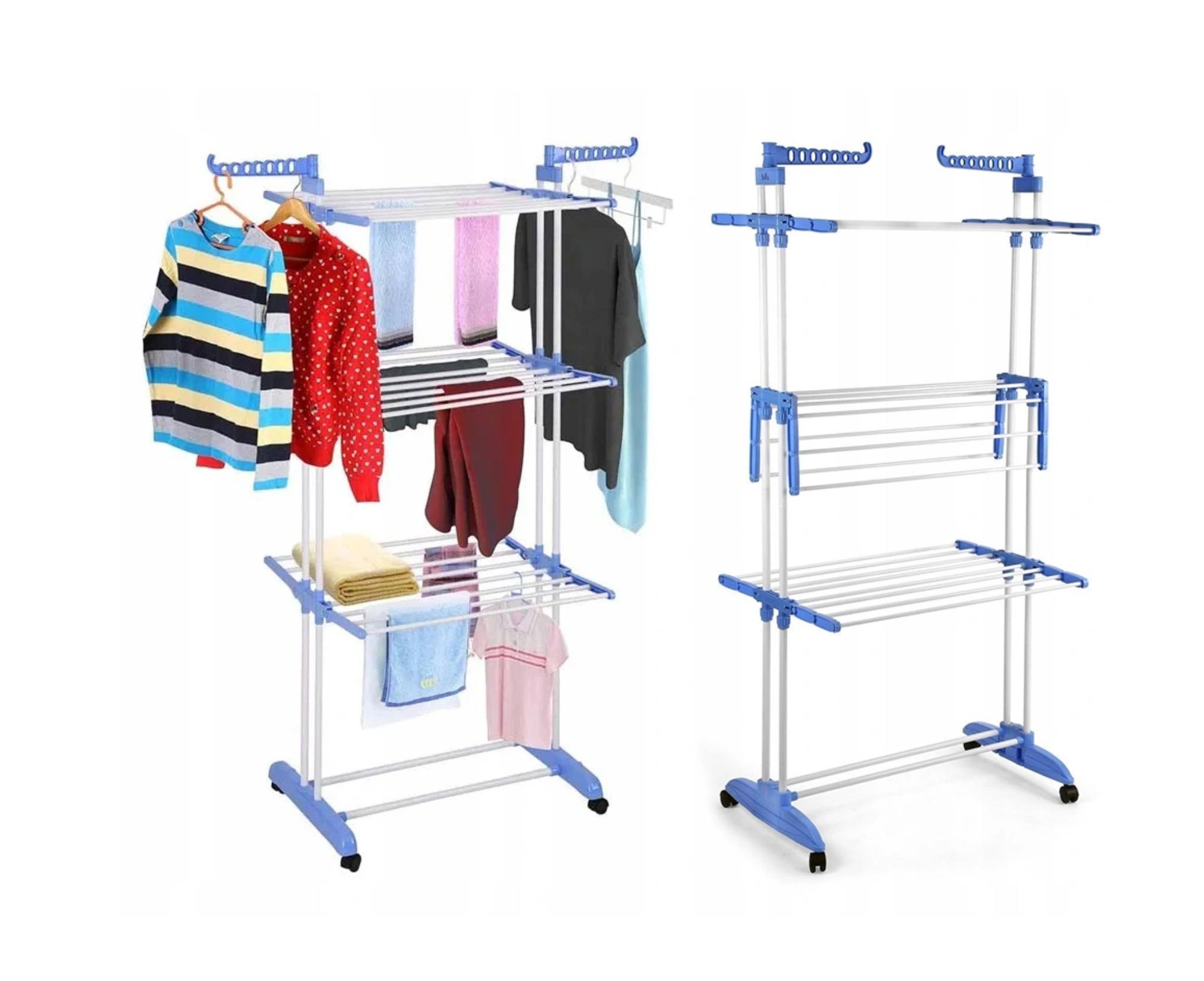 Hot Sale Stainless Steel Space-Saving Laundry Rack Foldable Cloth Drying Stand Folding Family Clothes Drying Rack