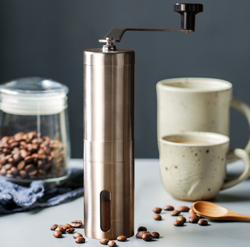 Manual Coffee Grinder with Adjustable Settings,Patented Conical Burr Mill,Brushed Stainless Steel Whole Bean Burr Coffee Grinder