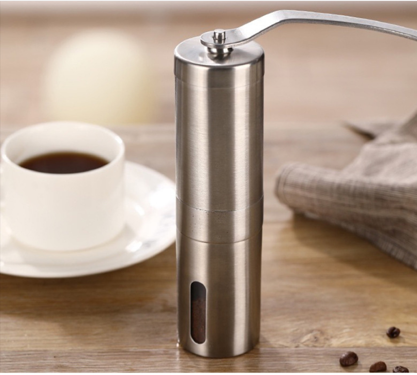 Manual Coffee Grinder with Adjustable Settings,Patented Conical Burr Mill,Brushed Stainless Steel Whole Bean Burr Coffee Grinder