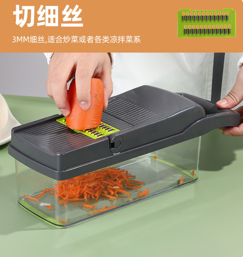 Vegetable Chopper - Spiralizer Vegetable Slicer - Onion Chopper with Container - Pro Food Chopper - Black Slicer Dicer Cutter