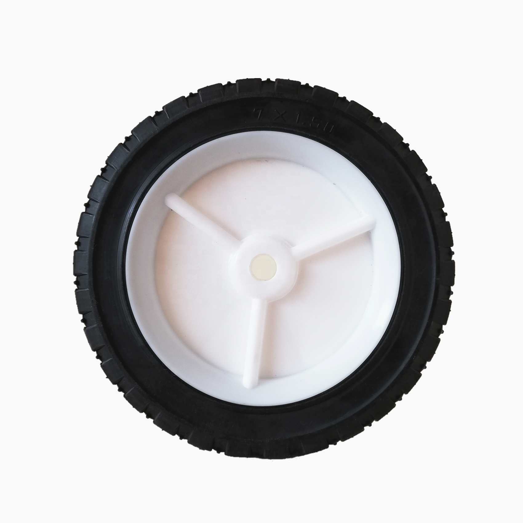 trolly wheel 7 inch solid rubber and plastic wheel for lawn mower tires, folding wagon wheel, shopping cart wheels