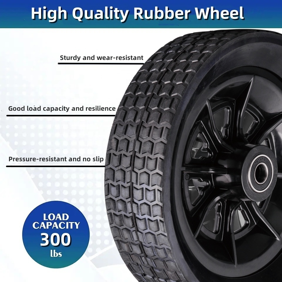 10 inch solid rubber tire wheel for hand truck, power generator free wheel for pressure cleaner