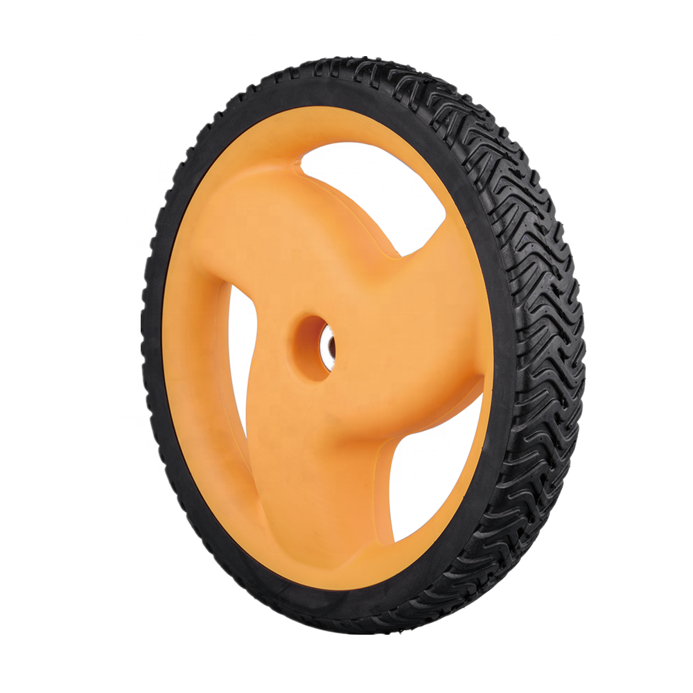 Rubber tires 12 inch semi pneumatic rubber and plastic wheel tyre for lawn mower, lawn spreader, lawn sweeper