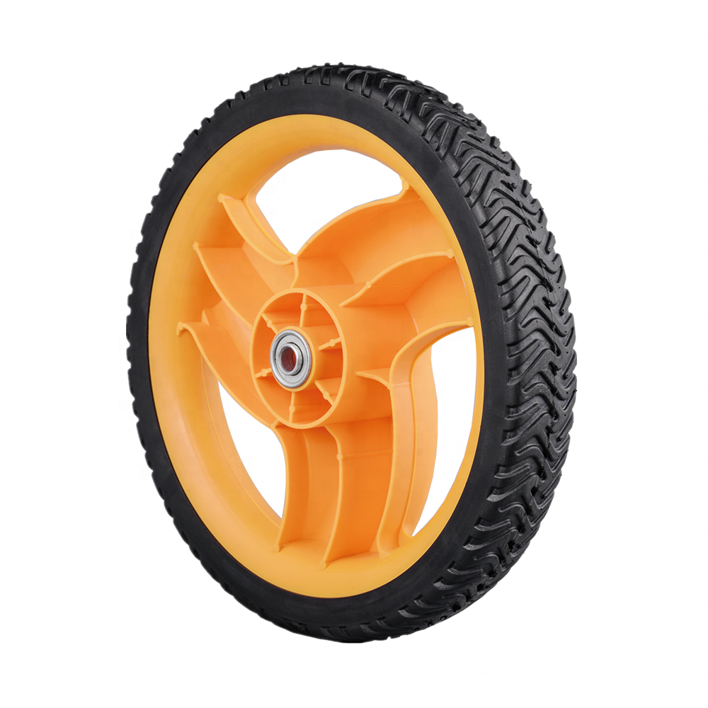 Rubber tires 12 inch semi pneumatic rubber and plastic wheel tyre for lawn mower, lawn spreader, lawn sweeper