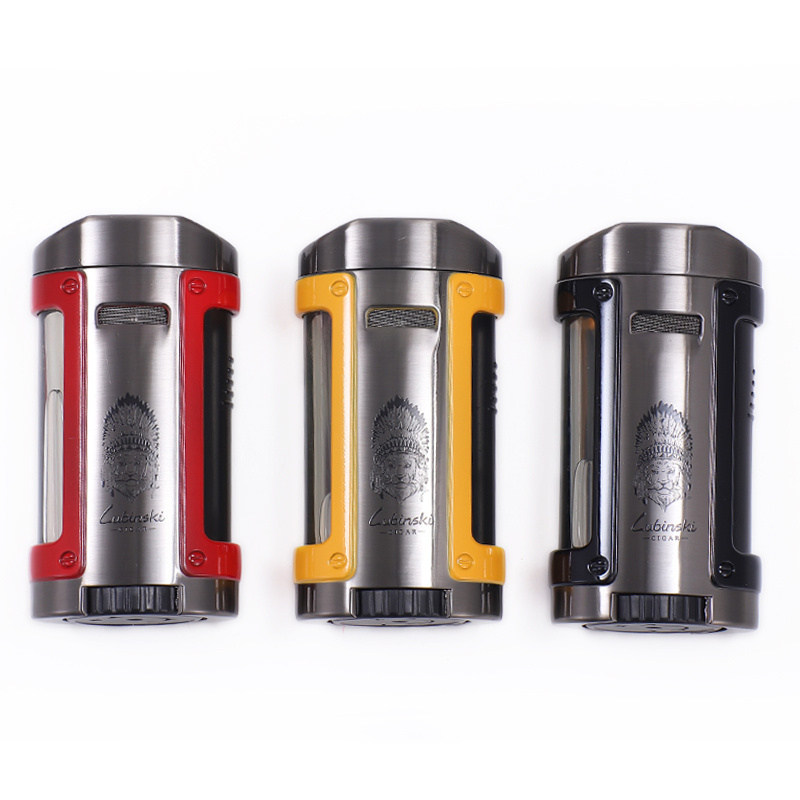 Jet Flame Butane Torch Cigarette Cigar Lighter With Punch Cutter Tool