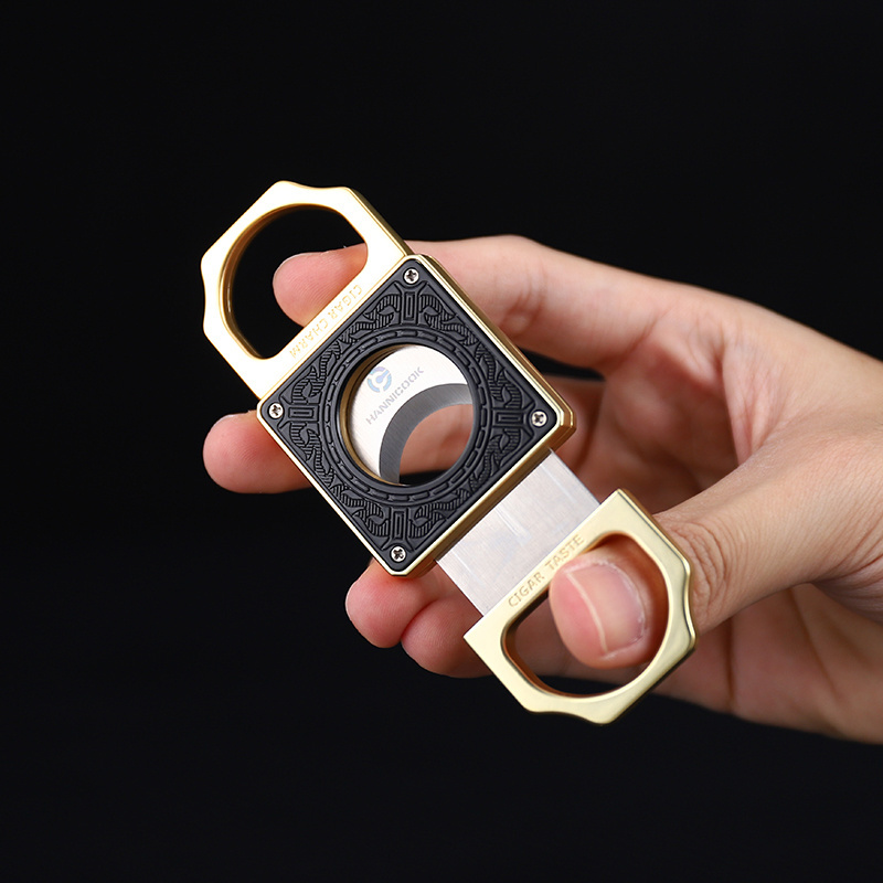 Windproof Single Fire Direct Impact Lighter Cigar Cutter Set Zinc Alloy Portable Sharp And Smooth