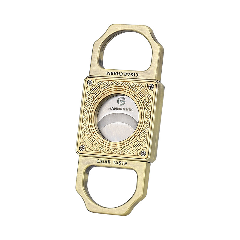 Cigar Cutter Three Piece Set Direct Impact Windproof Lighter Metal Double-edged Cigar Scissors Double-sided Ashtray