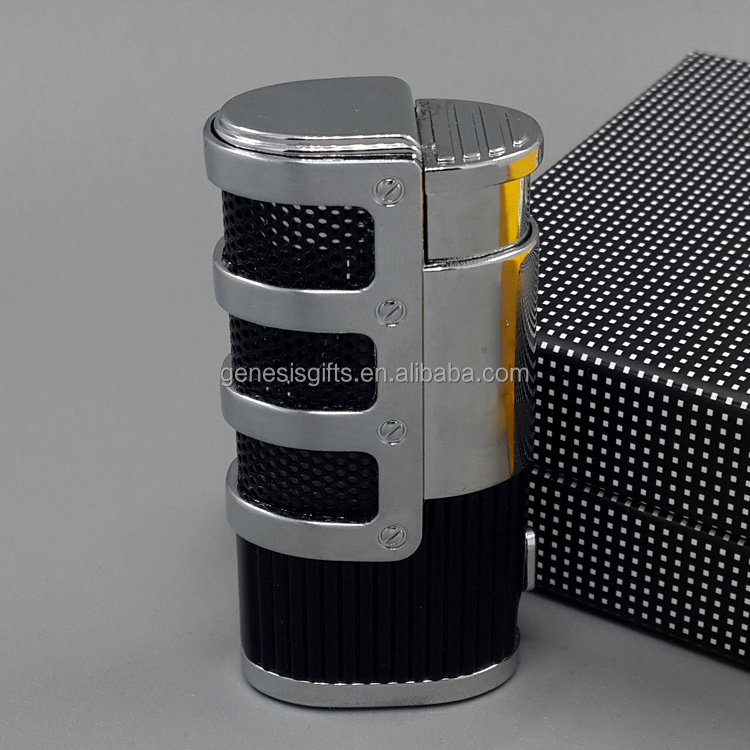 Genesis Cylindrical Cigarette Lighter Wholesale  Refillable Butane 3 Torch Jet Flame Lighters