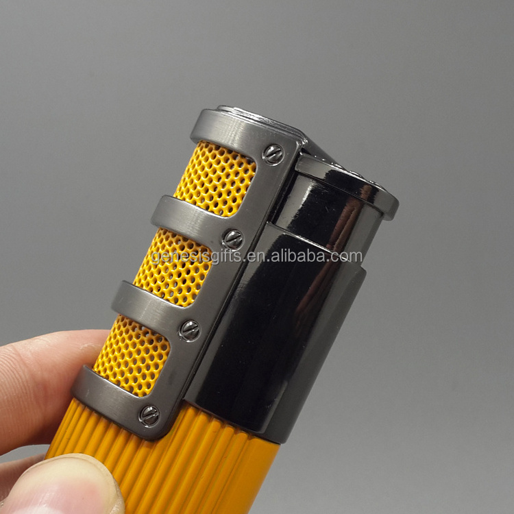 Genesis Cylindrical Cigarette Lighter Wholesale  Refillable Butane 3 Torch Jet Flame Lighters