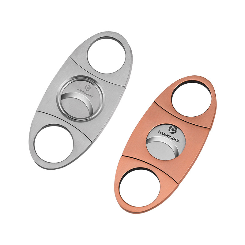 Customized Logo Double-edged Cigar Cutter Stainless Steel Large Caliber Sharp Cigar Knife Wholesale