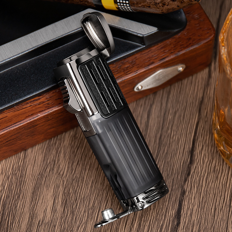 HANNICOOK Luxury Metal 3 Torch Lighter With Cigar Punch Custom Logo Cigar Accessories Smoking for Cigar Lighter