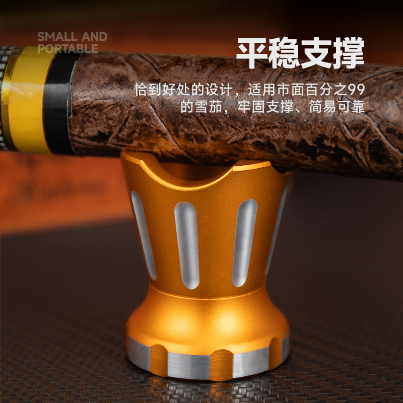 Portable Cigar Stand with punch cutter Aluminum Cigar Rest Outdoor Cigar Gift for Men