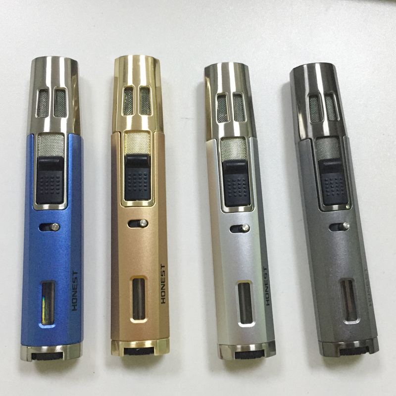 Baicheng Pen Cross Double Directetal Blue Flame Inflatable Moxibustion Metal Fixed Lock Fire Wind Proof Cigar Lighter