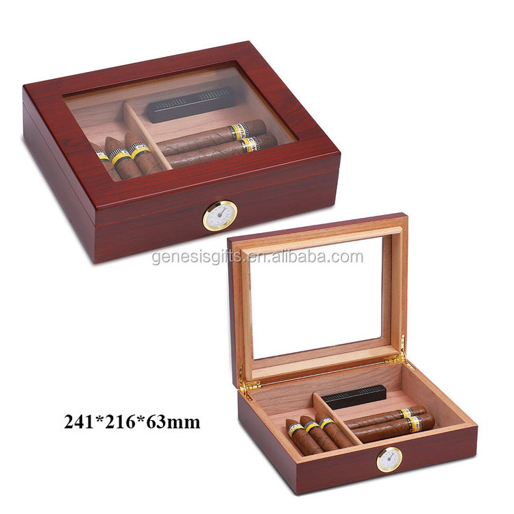 Hannicook Small MOQ Cigar Humidor box with hygrometer Humidifier for 20-30 cigars