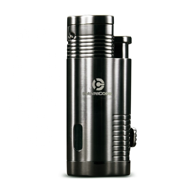 Durable Windproof Cigar Lighter Portable Multifunctional Metal Refillable Triple Torch Jet Cigar Lighter  Gift Box