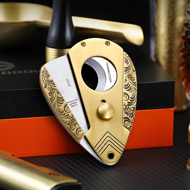 Luxury Gold 6 In 1 Set Portable Cigar Cutter Cugar Ashtray Cigar Stand Cigarette Holder Gift Set