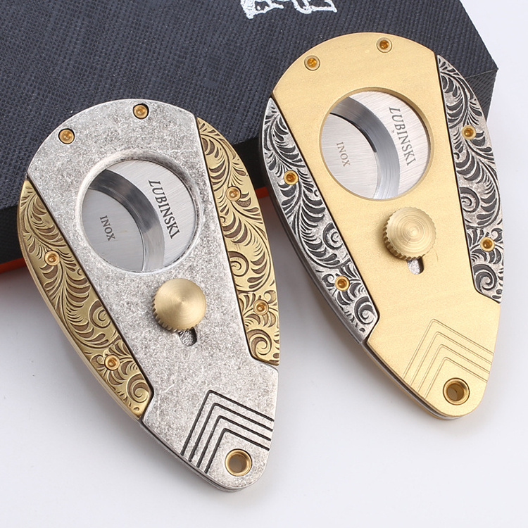 Best Hot Selling Stainless Steel Desktop Personalized Cigar Cutter Double Blade V Cut Cigar Scissors