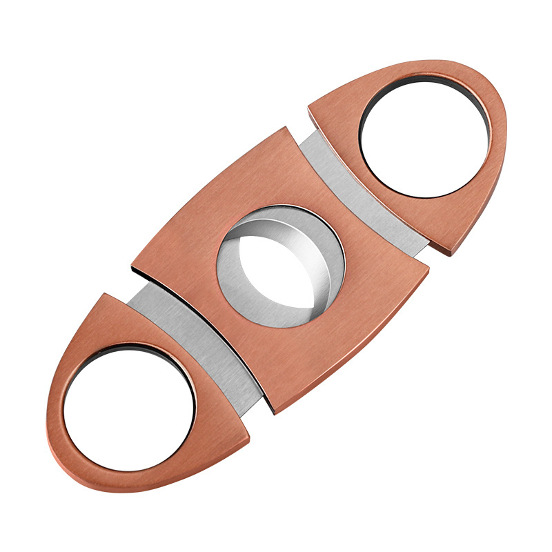 Customized Logo Double-edged Cigar Cutter Stainless Steel Large Caliber Sharp Cigar Knife Wholesale