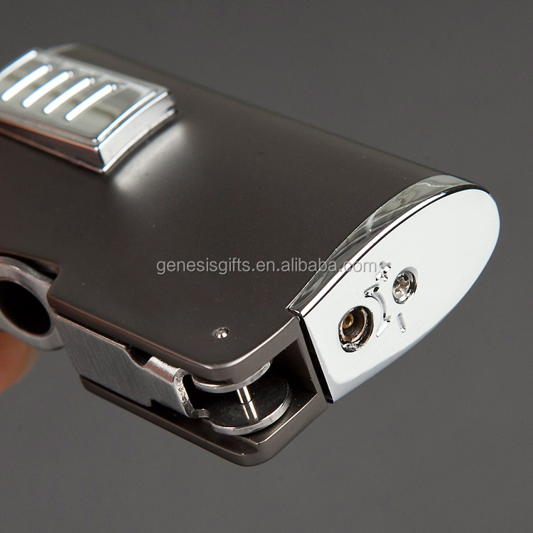 Metal Windproof Electronic Refillable Promotional Triple Cigar Lighter